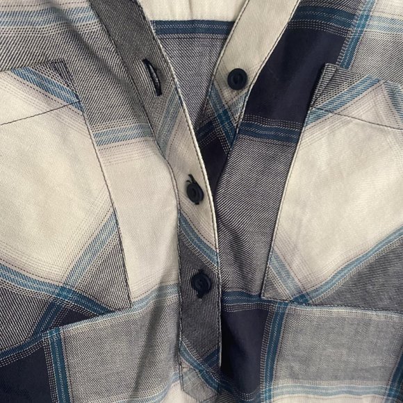 Long Sleeve V-Neck 100% Organic Cotton Top/Blouse Navy/White Size Large - Picture 7 of 12